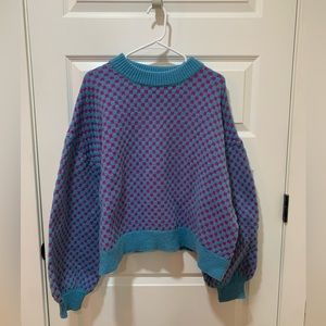 SHEIN Knitted Oversized Sweater/ C: Blue/Purple Checkered/ S: Large